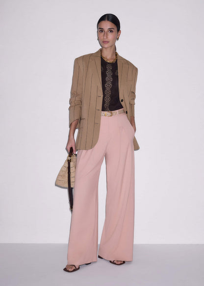ME+EM Pink Pleat Wide-Leg Pant