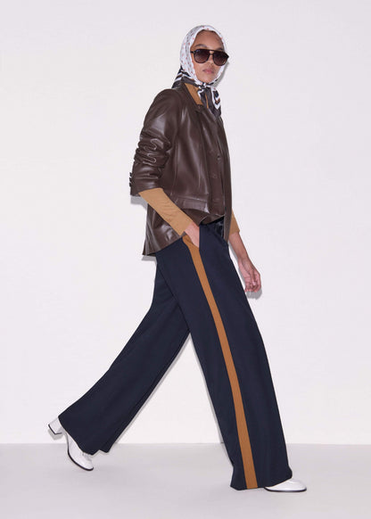 ME+EM Navy Contrast Side Panel Wide-Leg Pant