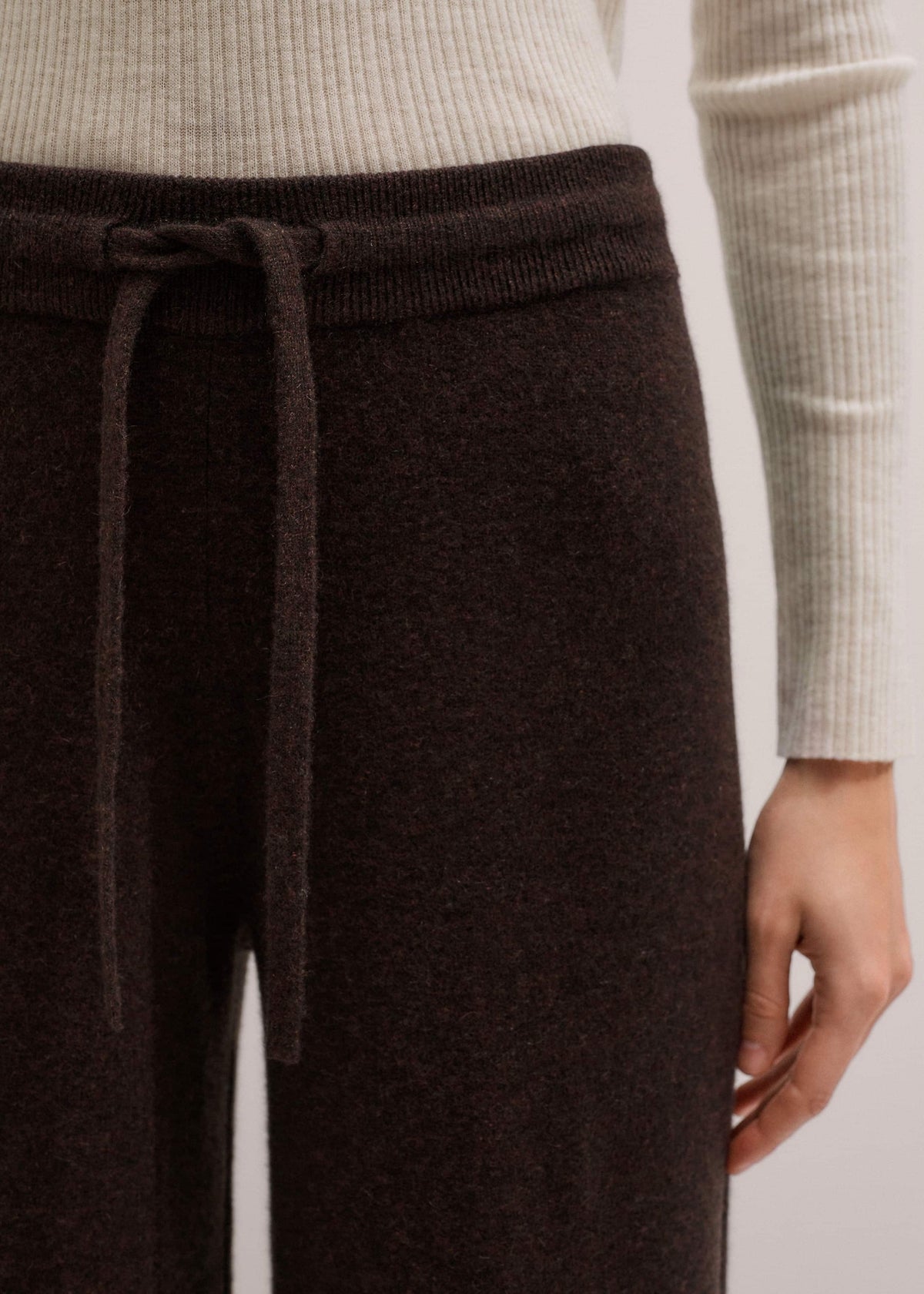 ME+EM Brown Cashmere Wide-Leg Knit Pant