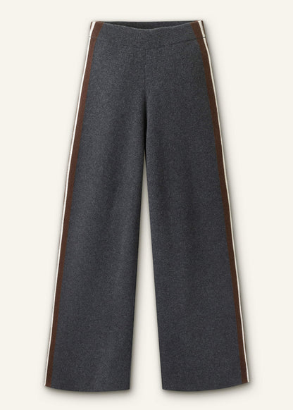 ME+EM Gray Side Stripe Milano Knit Wide Leg Pant