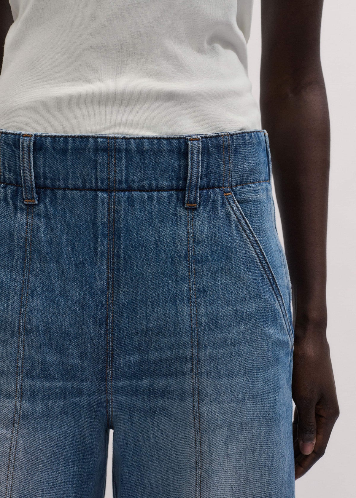 ME+EM Mid-Blue High Waist Wide Jean