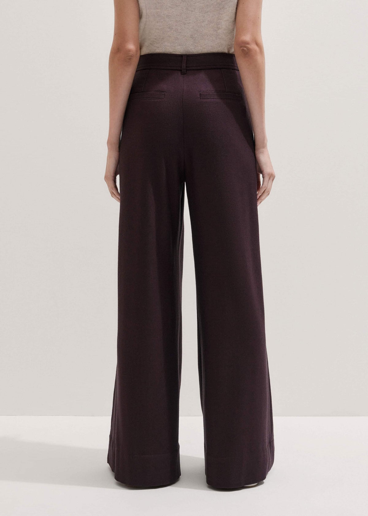 ME+EM Red Wool Multi Pleat Wide-Leg Pant