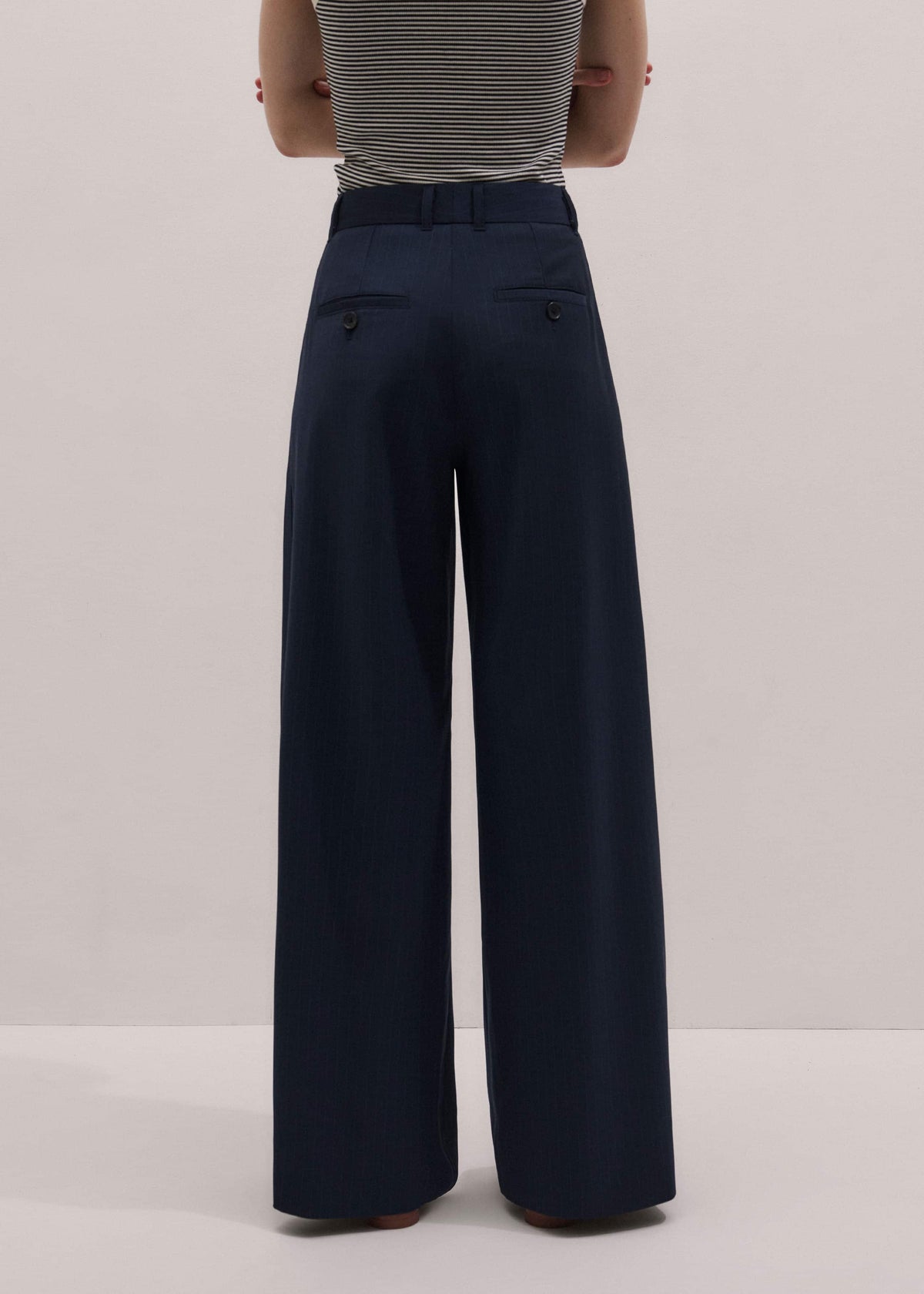 ME+EM Navy Pinstripe Pleat Front Man Pant