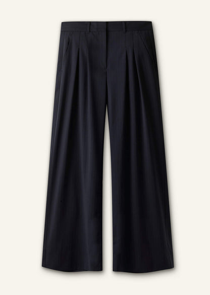 ME+EM Navy Pinstripe Pleat Front Man Pant