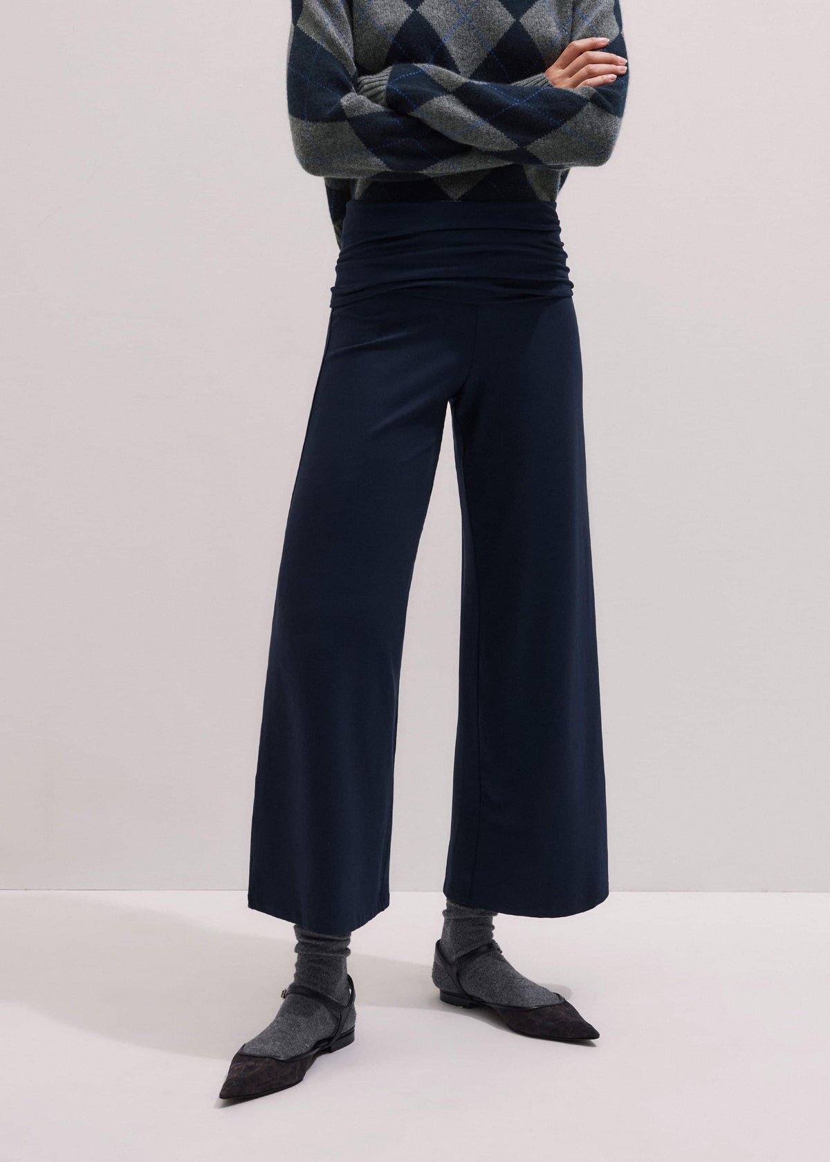 ME+EM Crop Palazzo Pant - Dark Navy Travel Pants |Vacation Shop