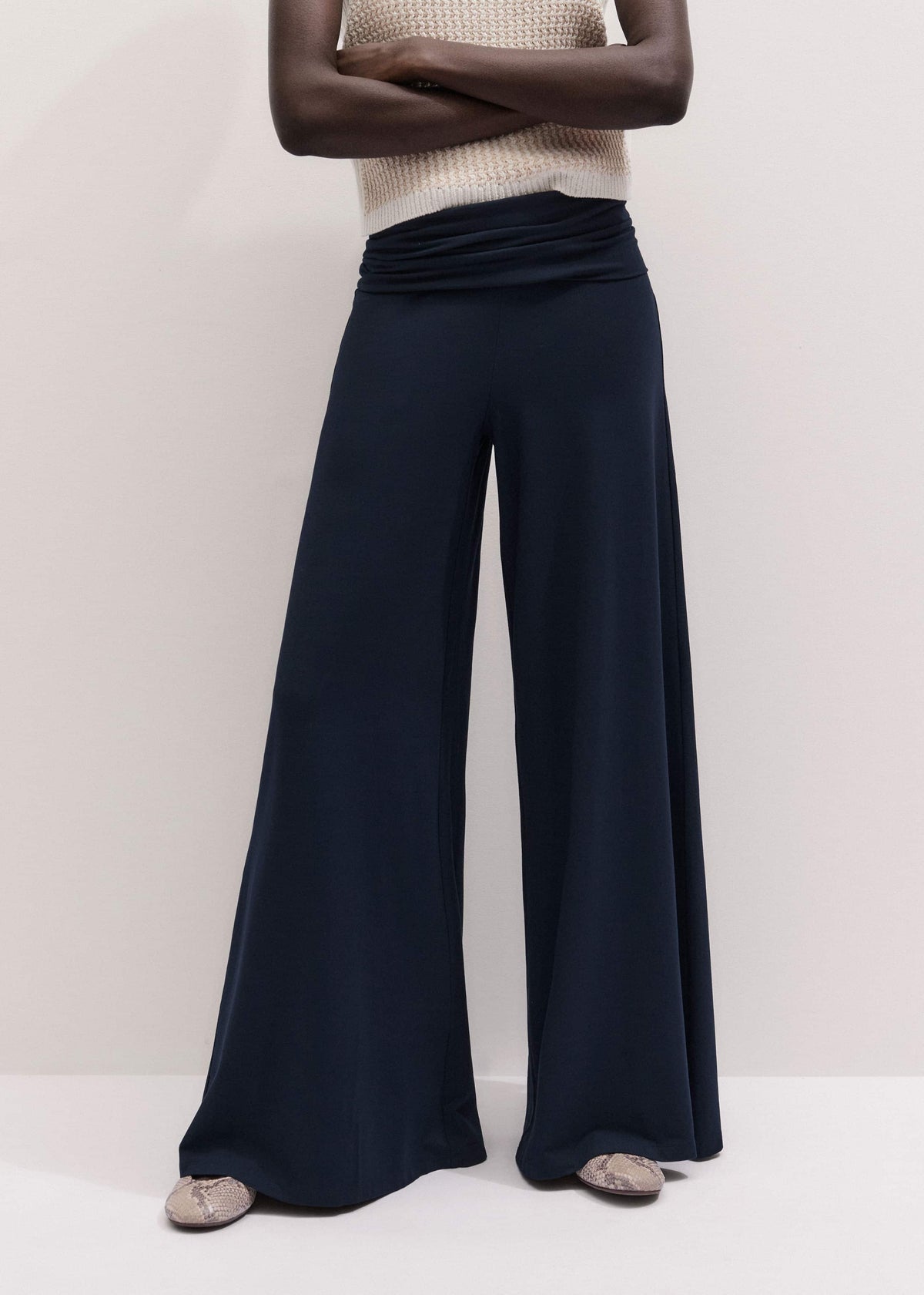 ME+EM Navy Super Wide Palazzo Pant