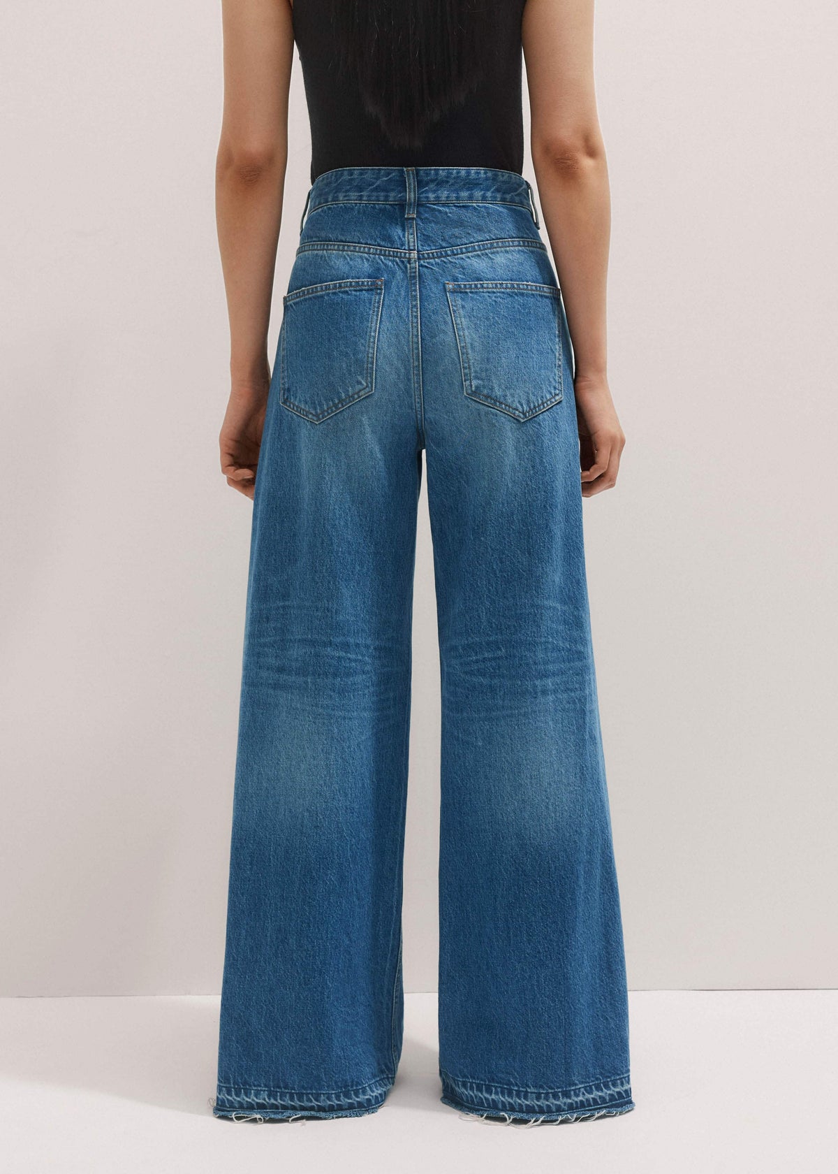 ME+EM Blue Distressed Ultimate Wide-Leg Jean
