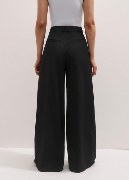 ME+EM Black Wide-Leg Pleat Pant
