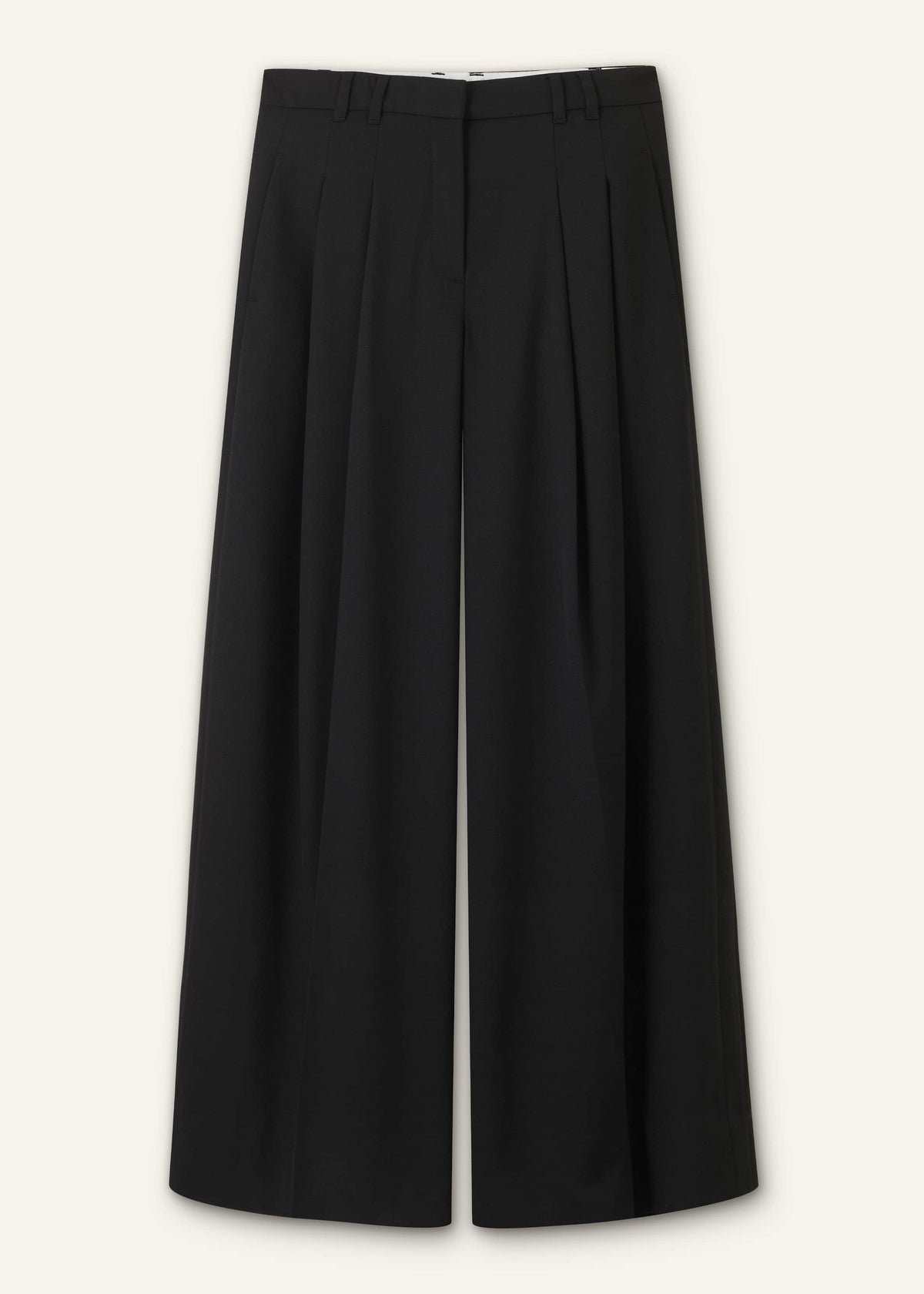 ME+EM Black Wide-Leg Pleat Pant