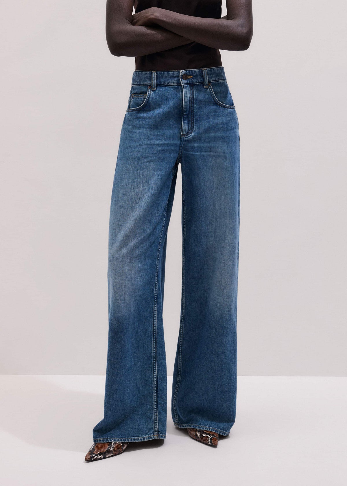 ME+EM Blue Relaxed Baggy Wide-Leg Jean