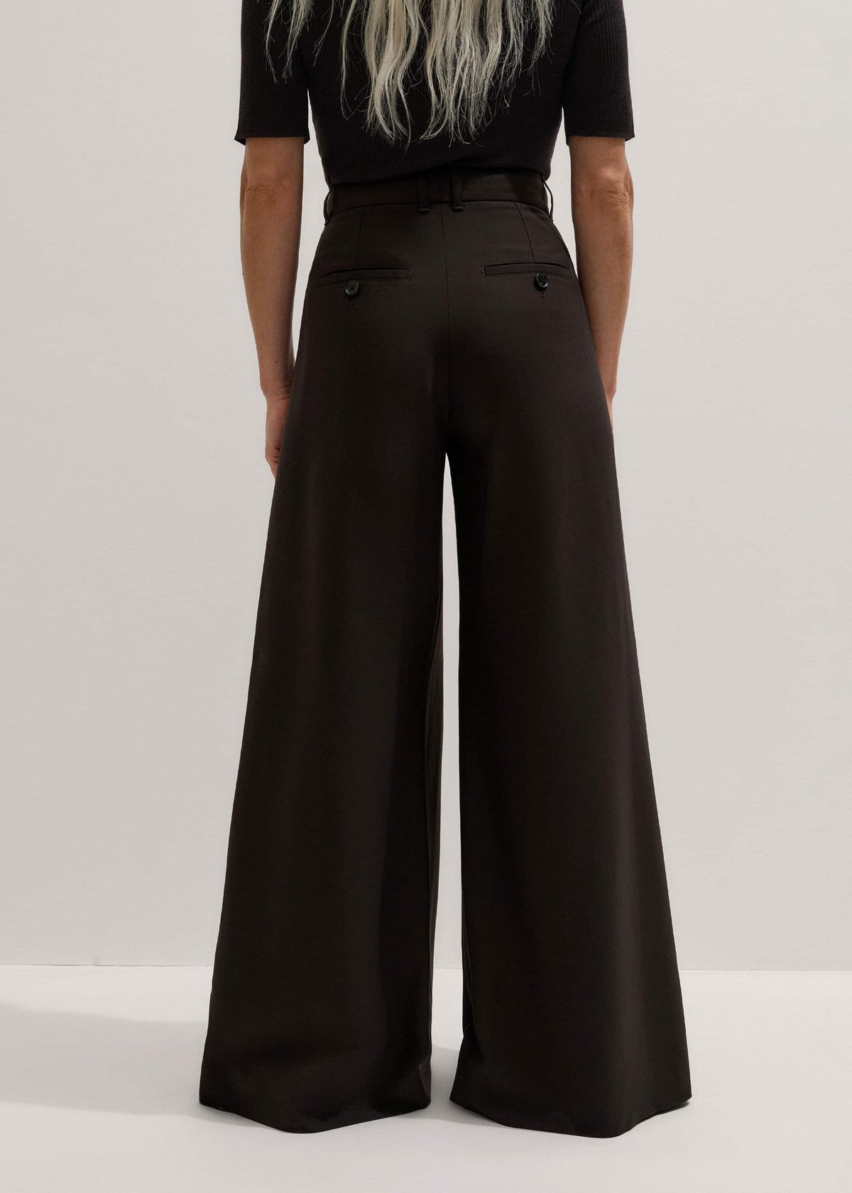 ME+EM Brown Wool Ultimate Pleat-Front Wide-Leg Pant