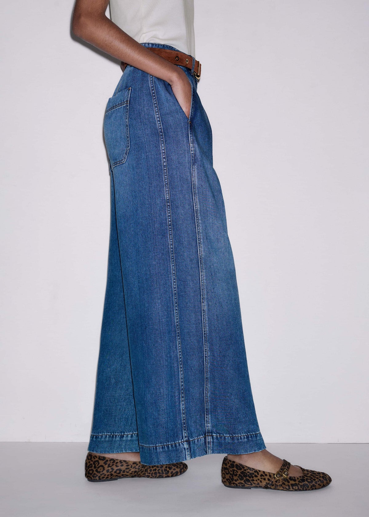 ME+EM Blue Straight Culotte Jean