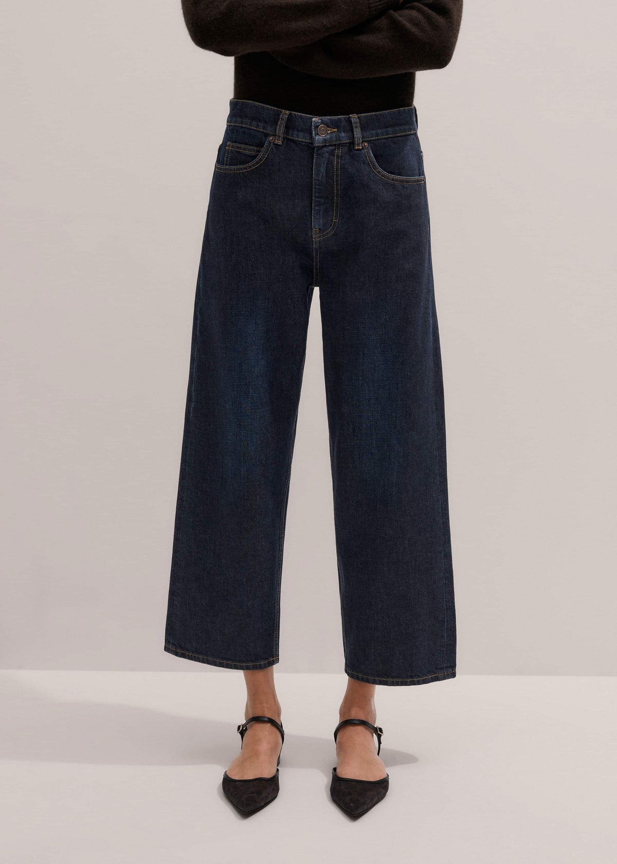 ME+EM Dark Blue Straight Crop Jean