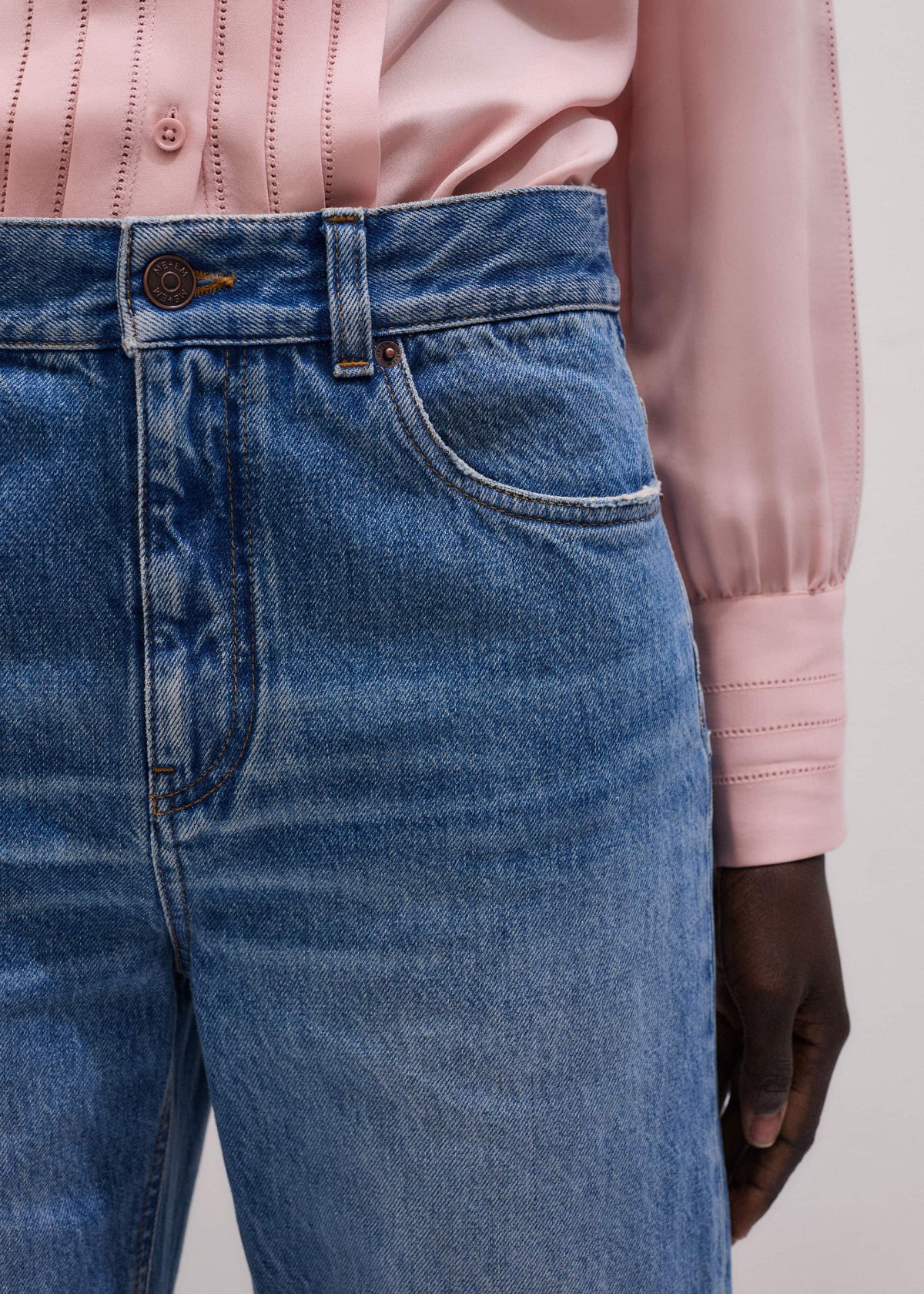 ME+EM Light Blue Relaxed Straight Crop Jean