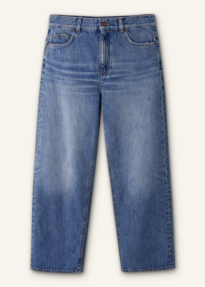 ME+EM Light Blue Relaxed Straight Crop Jean