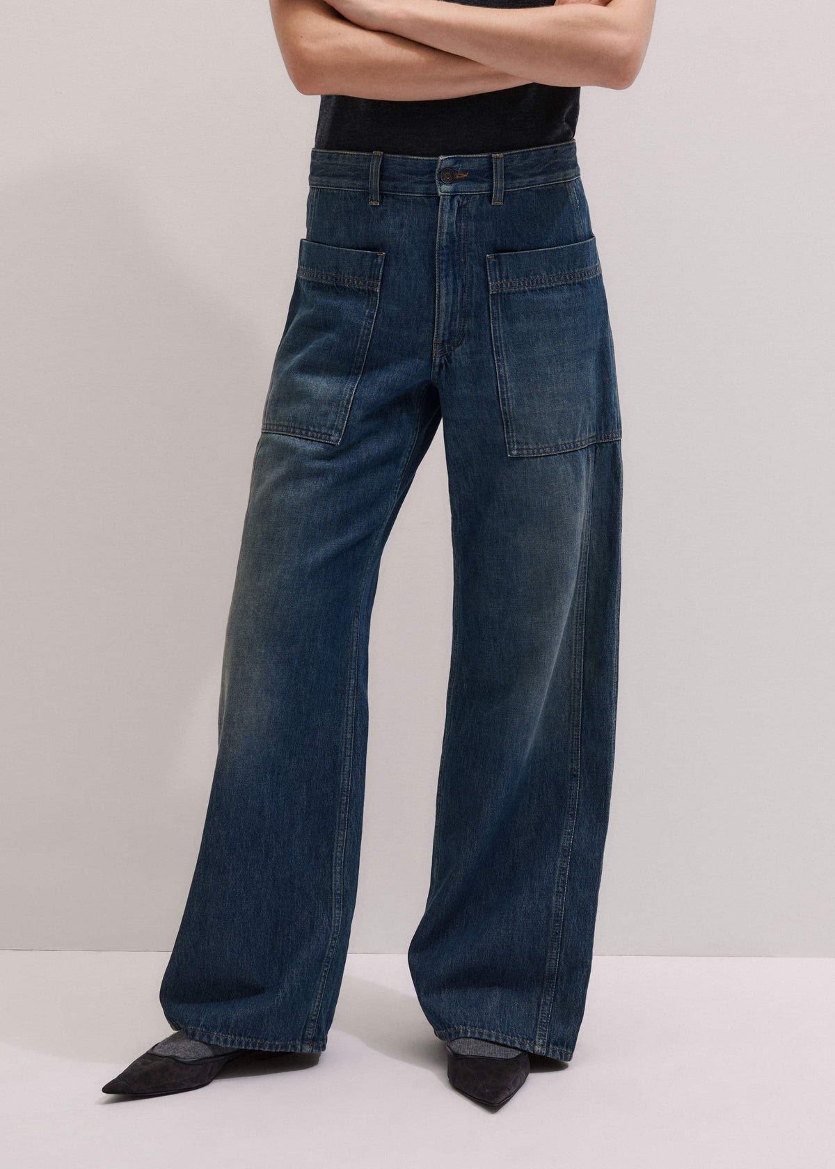 ME+EM Blue Patch Pocket Baggy Jean