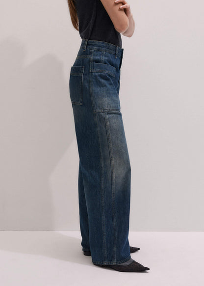 ME+EM Blue Patch Pocket Baggy Jean