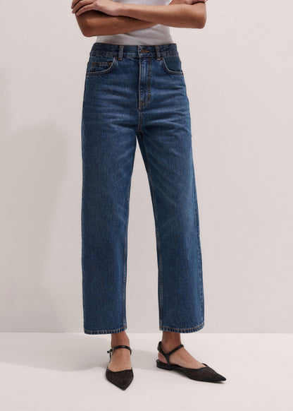 ME+EM Dark Blue Straight Crop Jean