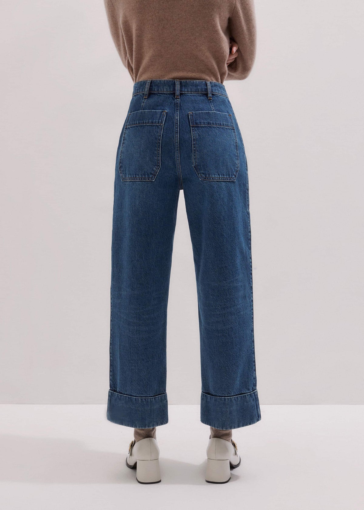 ME+EM Dark Wash Turn-Up Straight Jean