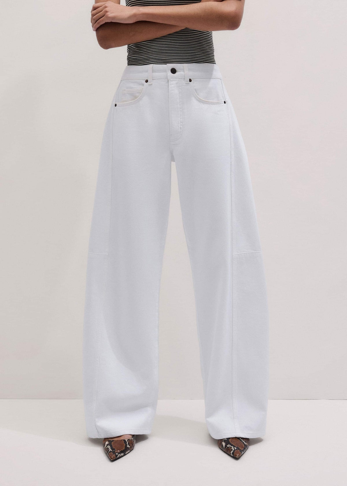 ME+EM White Exaggerated Taper Jean