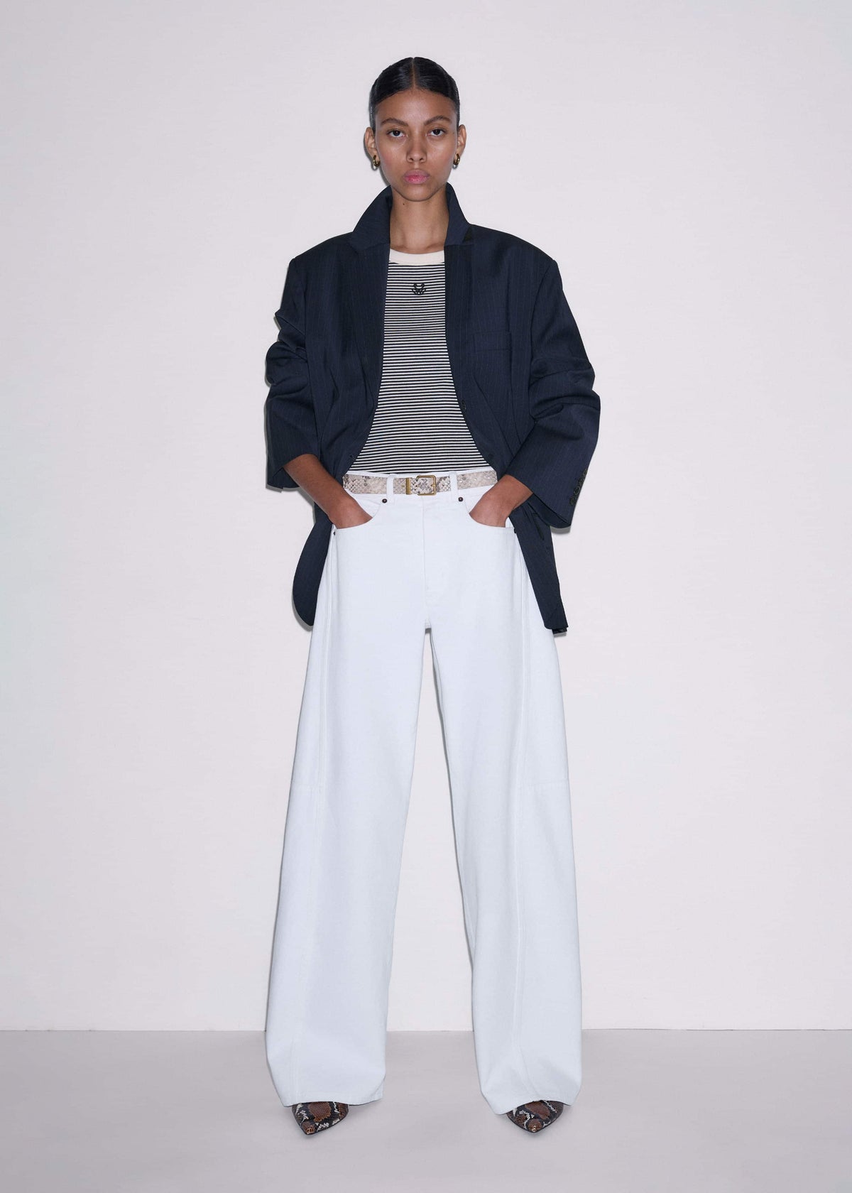 ME+EM White Exaggerated Taper Jean