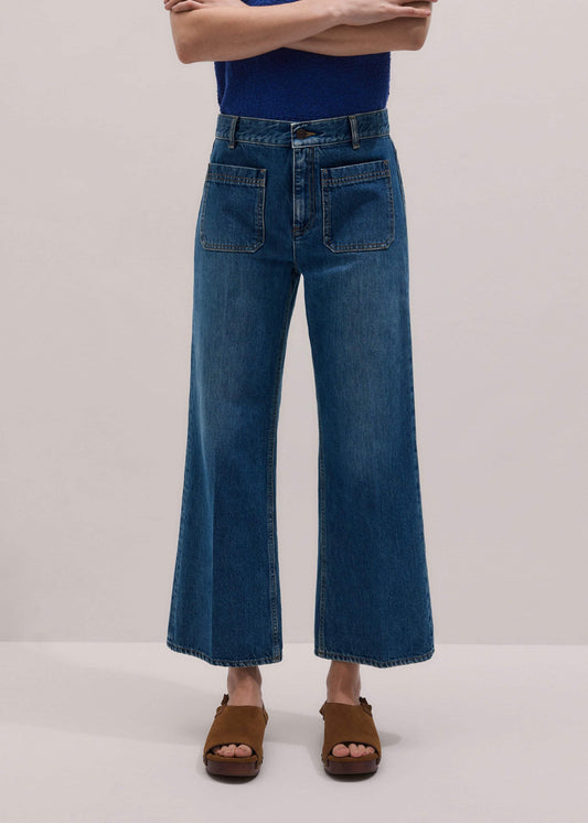 ME+EM Blue Leg Elongator Crop Jean