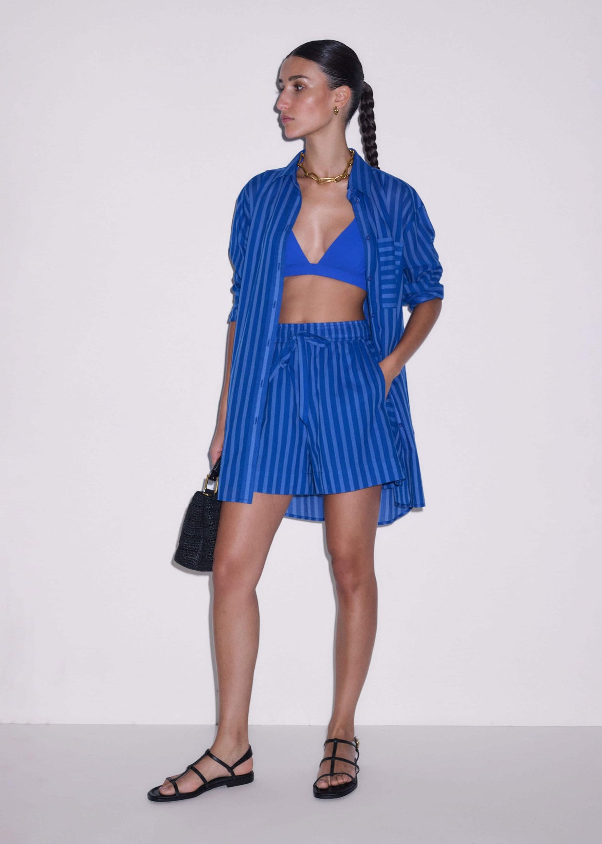 ME+EM Blue Striped Beach Short