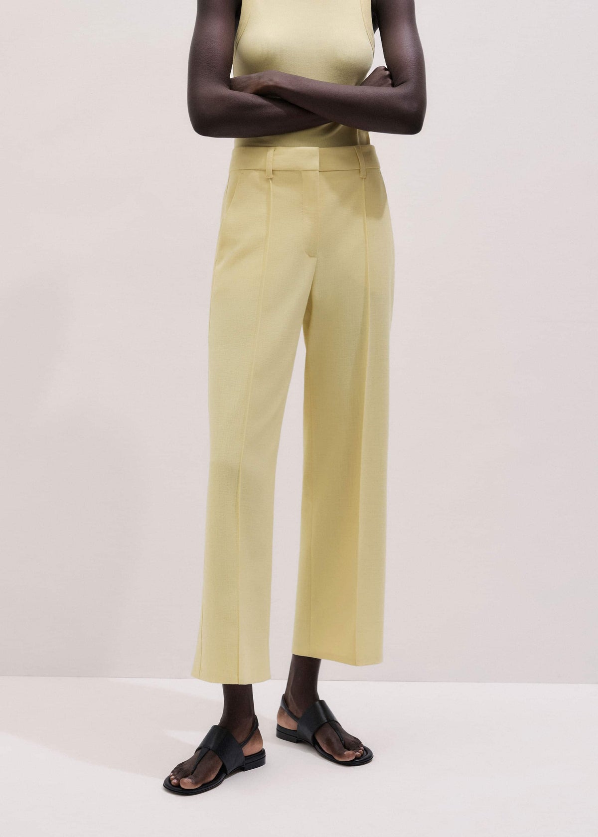 ME+EM Yellow Tailored Straight Crop Pant