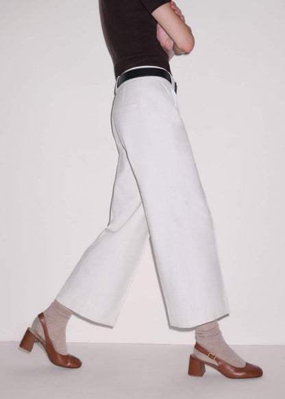 ME+EM Ivory Textured Straight Crop Pant