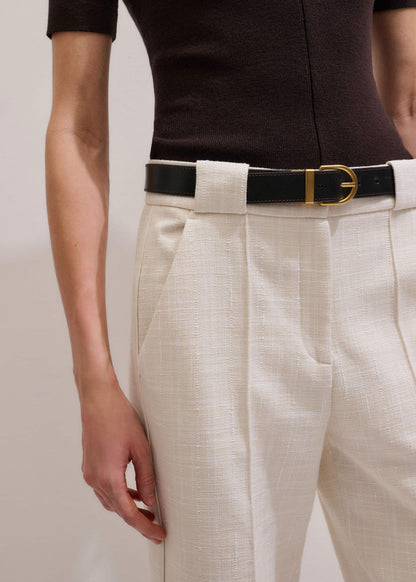 ME+EM Ivory Textured Straight Crop Pant