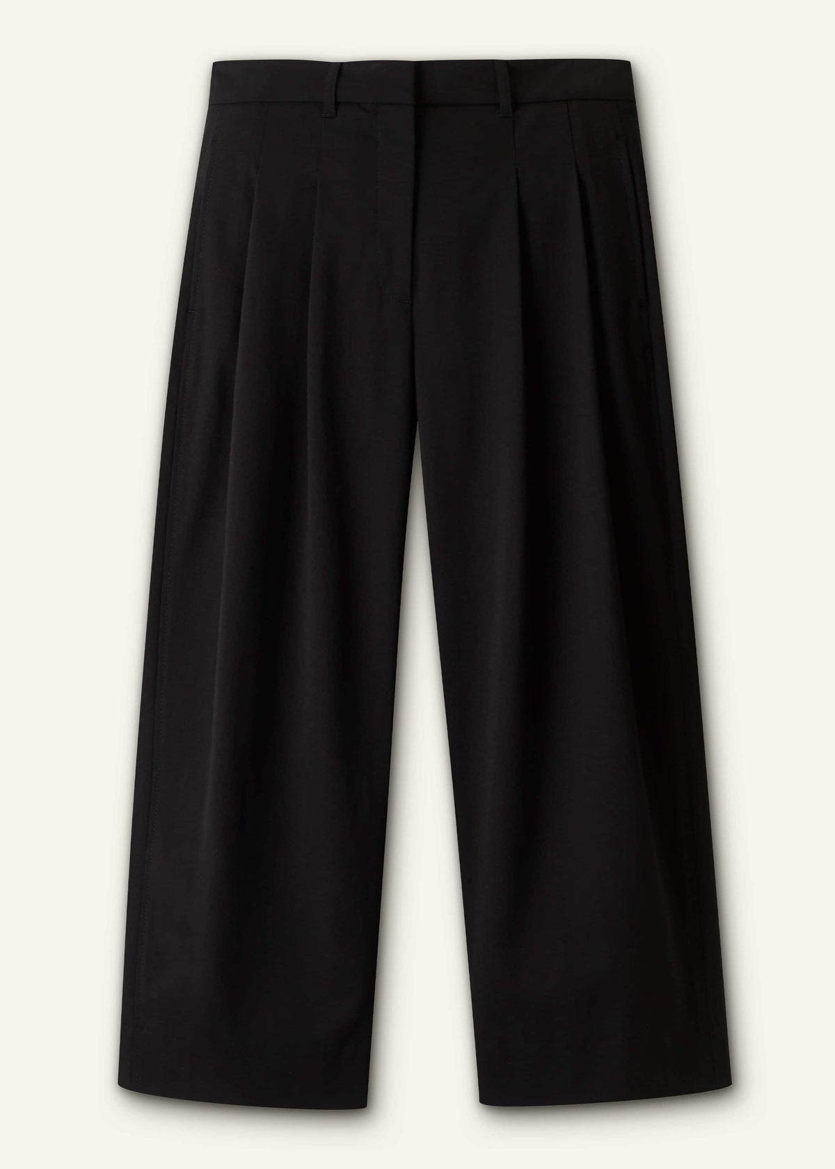 ME+EM Black Straight Crop Pleat Front Pant