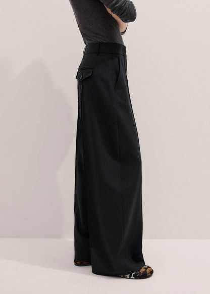 ME+EM Black Pintuck Taper Pant