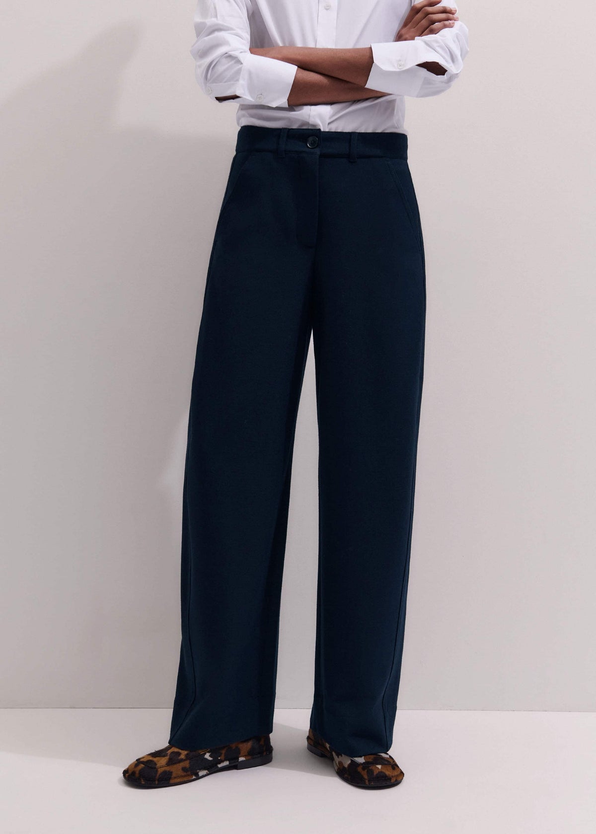 ME+EM Navy Textured Extreme Tapered Pant