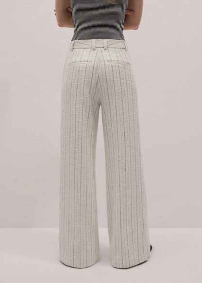 ME+EM Ivory Striped Leg Elongator Pant