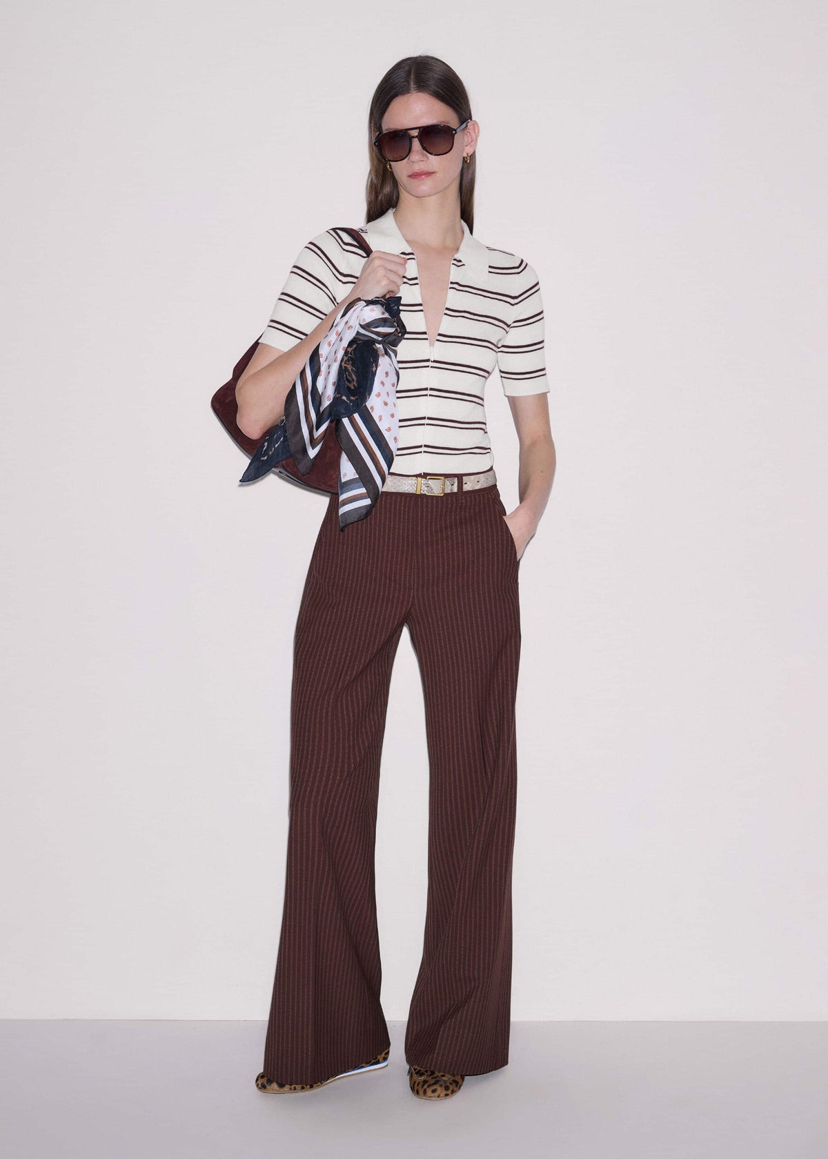 ME+EM Cinnamon Pinstripe Leg Elongator Pant
