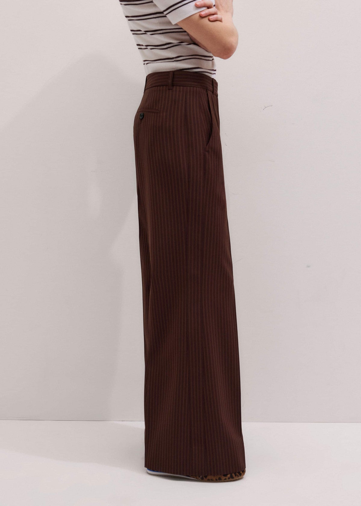 ME+EM Cinnamon Pinstripe Leg Elongator Pant