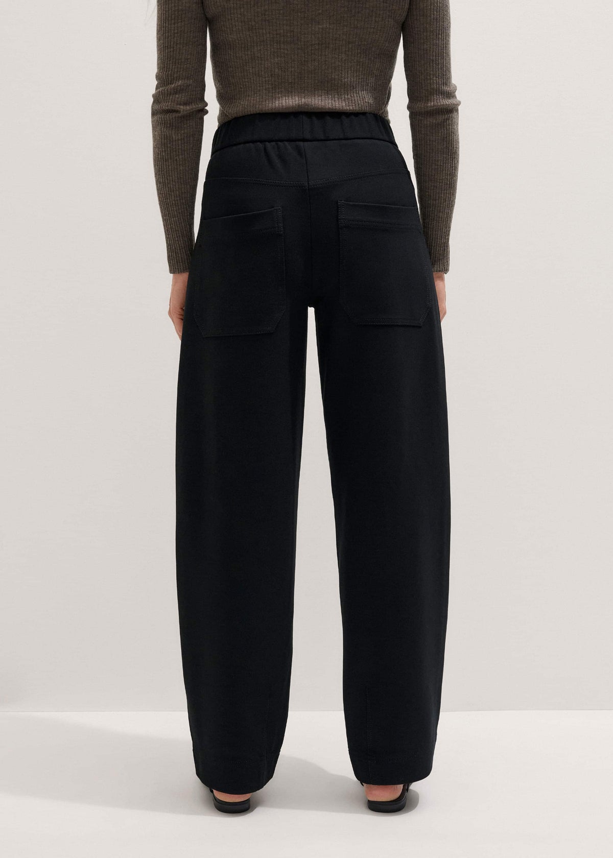 ME+EM Black Luxe Travel Tailoring Barrel-Leg Pant