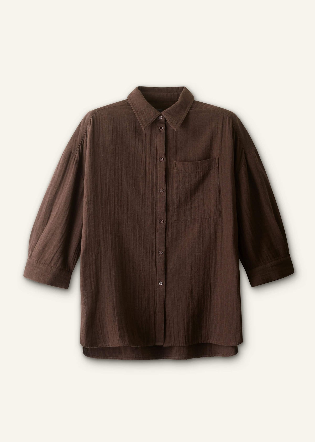 ME+EM Brown Cheesecloth Relaxed Summer Shirt