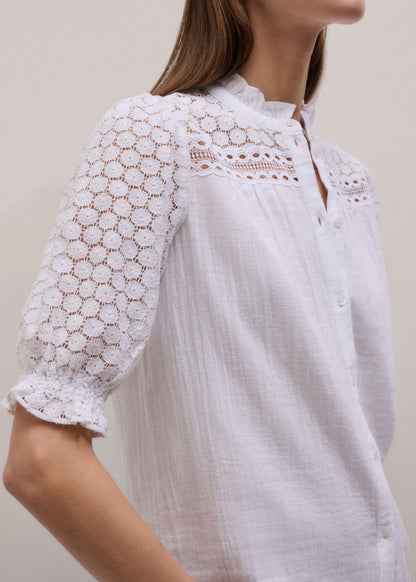 ME+EM White Cheesecloth AM-PM Summer Blouse