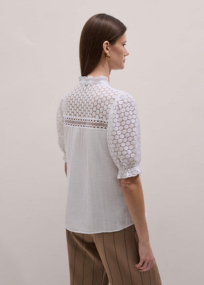 ME+EM White Cheesecloth AM-PM Summer Blouse