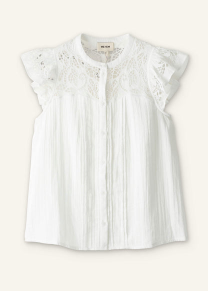 ME+EM White Cheesecloth Embroidered Swing Top