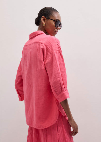ME+EM Pink Cheesecloth Relaxed Shirt