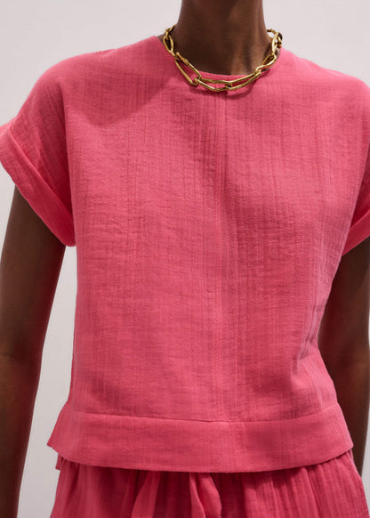ME+EM Pink Cheesecloth Summer T-Shirt