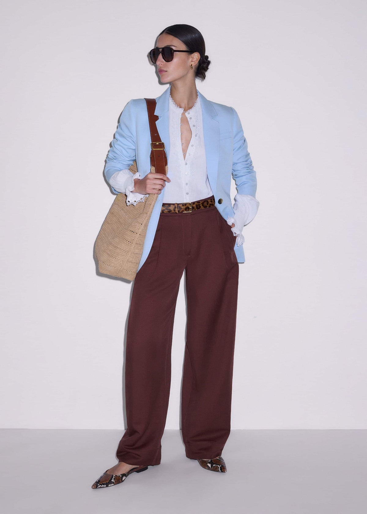 ME+EM White Cheesecloth Intricate Detail Blouse