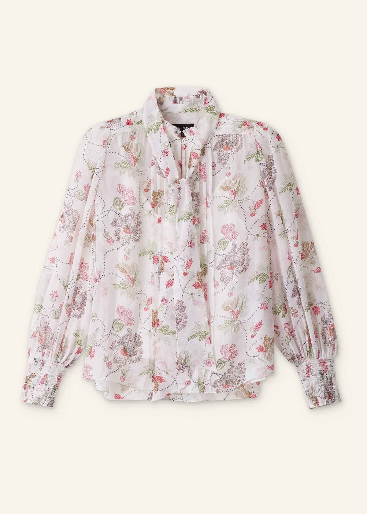ME+EM Cream Silk Balloon Sleeve Blouse