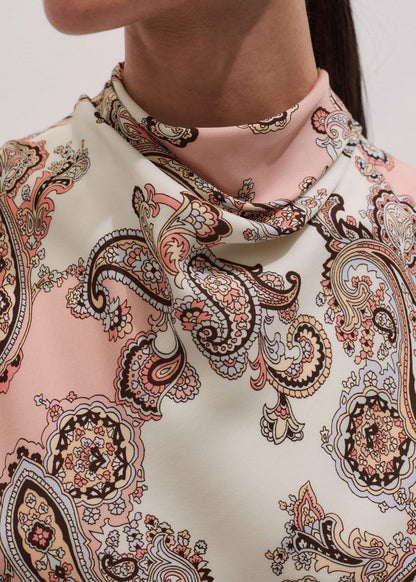ME+EM Pink Silk Draped Neck Top