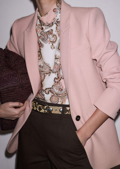 ME+EM Pink Silk Draped Neck Top