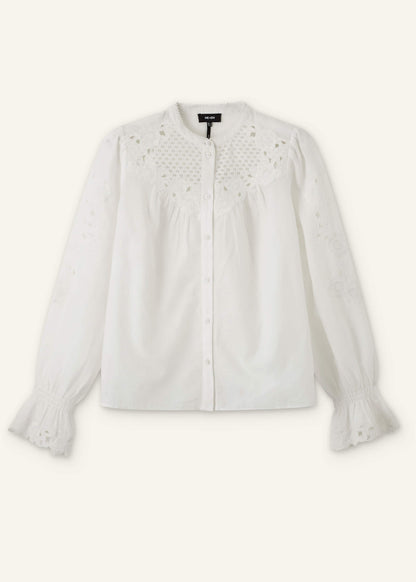 ME+EM White Floral Embroidery Blouse