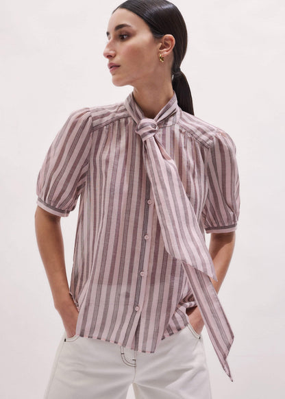 ME+EM Pink Soft Stripe Blouse
