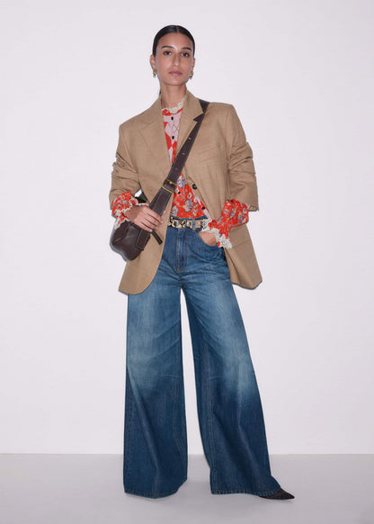 ME+EM Orange Ornate Floral Paisley Print Blouse